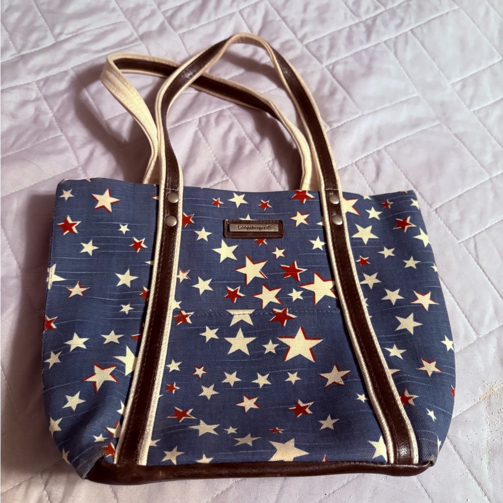 Longaberger Navy Star-Patterned Tote Bag